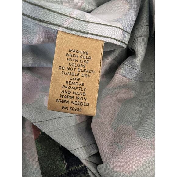 Investment Taylor Non Iron Button Down Shirt Size 18 Green Brown Floral Career - Picture 5 of 8